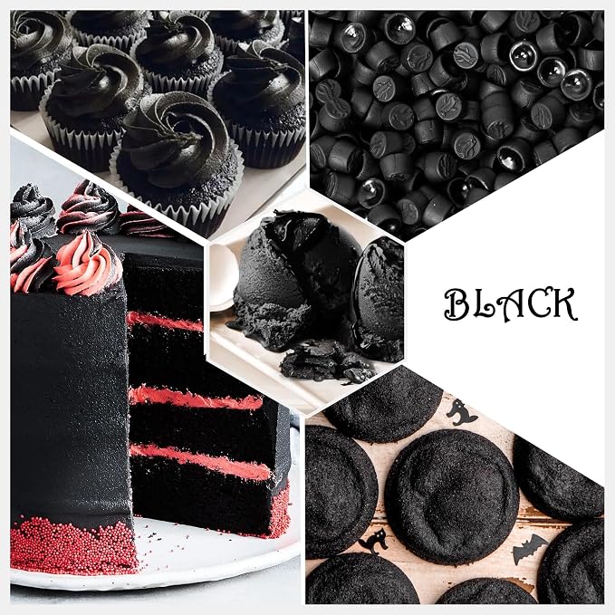 Gel Food Coloring for Halloween - 5.3oz Vivid Food Coloring Gel for Baking, Cake, Icing, Cookie, Fondant and Macaron - Tasteless Food Color Dye for Frosting, Easter Egg, Soap Making and Crafts (Black)