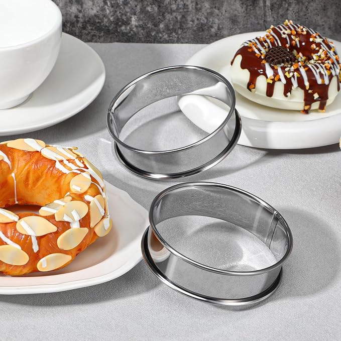 20 PCS Crumpet Rings English Muffin Rings Stainless Steel Round Cookie Cutter Double Rolled Muffin Tart Ring Mold Nonstick Cooking Pastry Molds for Home Baking