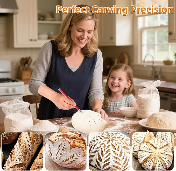Upgraded Bread Lame with 10 Blades - Professional sourdough Scoring Tool for bread scoring tool Safety Cover & Ergonomic Handle - Premium Bread Scoring Knife for Artisan Bread Making (2, Red and Blue)