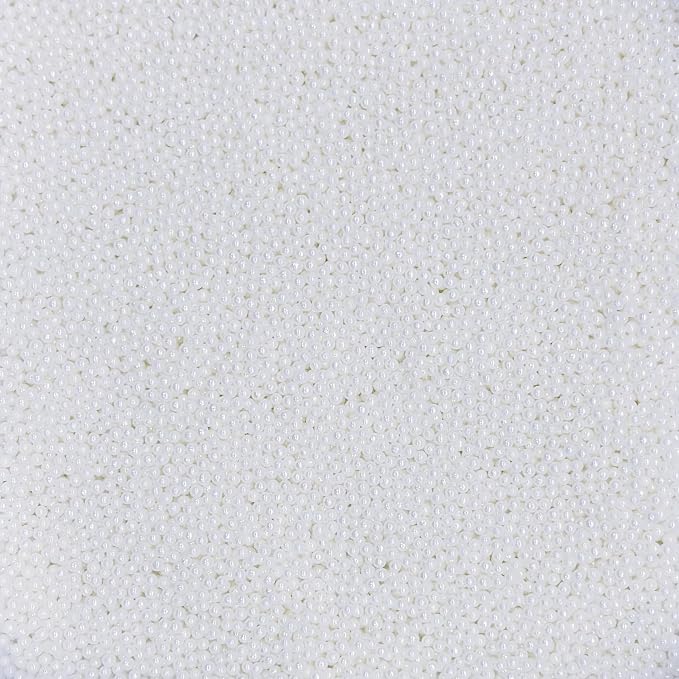 Dynastang 2mm White Pearls Sprinkles Edible Pearls Cake Decorating Stars Cake Decorations Cupcake Toppers Cookie Decorating Perfect for Cakes, Cupcakes, Desserts Toppings 3OZ