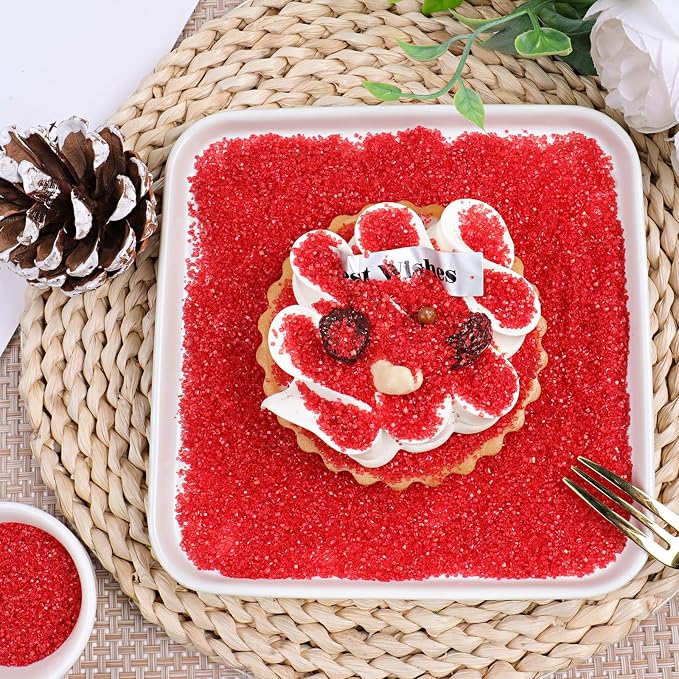 Red Sprinkles Sanding Sugar for Baking, 6.35oz/180g Edible Sparkling Sugar Crystals, Decorating Sugar Sprinkles for Cakes Cupcakes Cookies Ice Cream