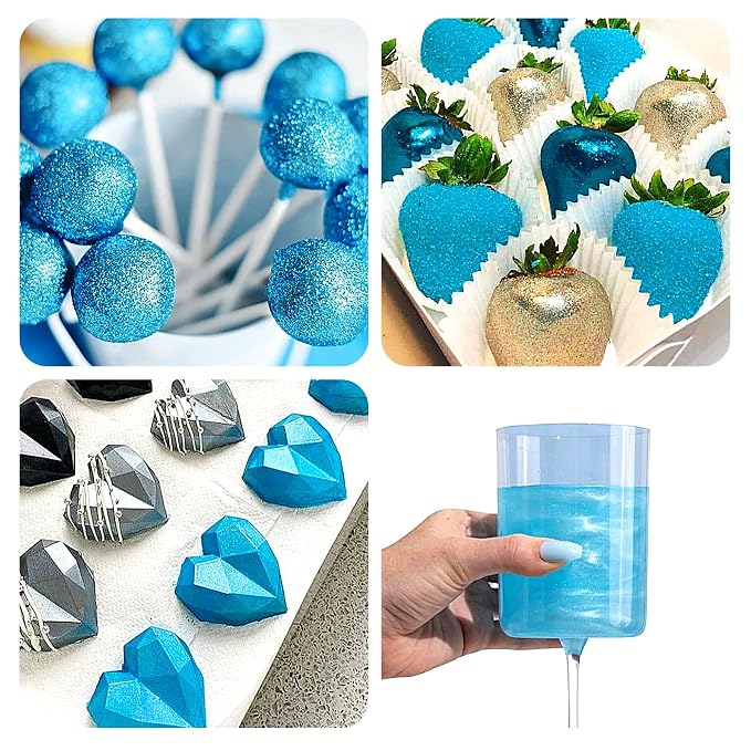 Blue Edible Glitter Spray – Herbeklab 10g Food Grade Edible Shimmer Spray for Cakes, Cookies, Chocolate, Strawberries, Drinks and Cocktails– Upgraded Bottle Design