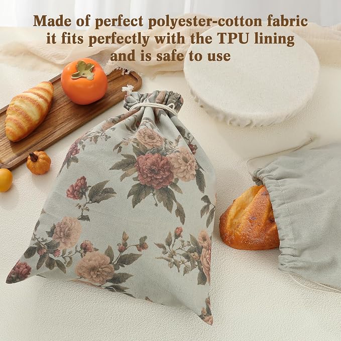 3-Pack Reusable Linen Bread Bags - Extra Large Eco-Friendly Bread Storage & Proofing Covers, Ideal Christmas Gift for Bakers, Homemakers & Sustainable Kitchen