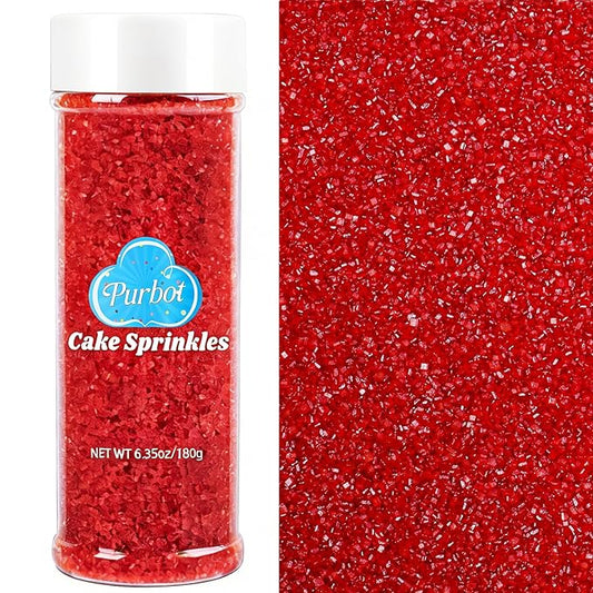 Red Sprinkles Sanding Sugar for Baking, 6.35oz/180g Edible Sparkling Sugar Crystals, Decorating Sugar Sprinkles for Cakes Cupcakes Cookies Ice Cream