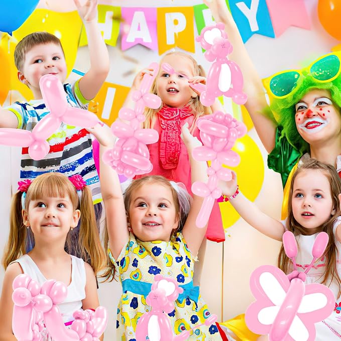 260 Pink Balloons - 50pcs Long Balloons for Arch & Animals Kit