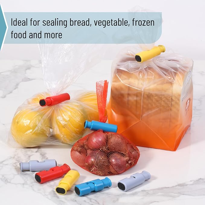 Mr. Pen- Squeeze and Lock Bread Bag Clips, 2.4 Inch, 8 Pack | Multicolor Squeeze Lock Clips, Reusable Bag Closures for Bread, Snacks, Coffee, Food Storage, Fits Thick and Thin Bags