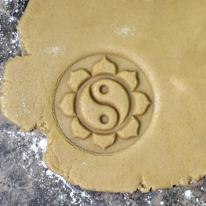 Wood Cookie Stamp, 2.5 Inch (Yin Yang Lotus CS-034)