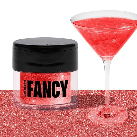 Fancy Sprinkles 4th of July Ruby Red Edible Glitter | Luster Dust for Drinks, Cocktails & Cake Decorating | Vegan, Gluten Free, Non-GMO | Made in USA | 4gm