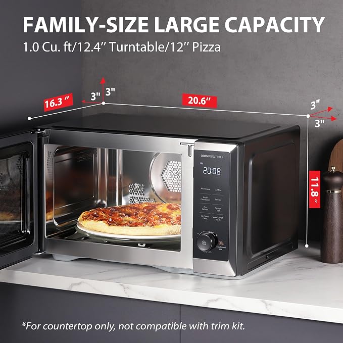 TOSHIBA Countertop Microwave Oven Air Fryer Combo, Inverter, Convection, Broil, Speedy Combi, Even Defrost, Humidity Sensor, Mute Function, 27 Auto Menus, 1.0 cu.ft, 1000W, Stainless Steel (Renewed)
