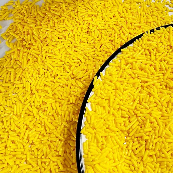Homipooty Yellow Soft Jimmies Sprinkles Edible Candy Jimmies Sprinkles for Cake Decorating 78g/2.75oz Cookie Cupcake Topper Ice Cream