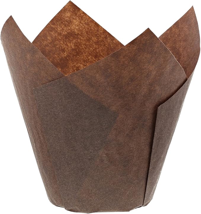 Royal Brown Tulip Style Baking Cups, Medium, Sleeve of 200
