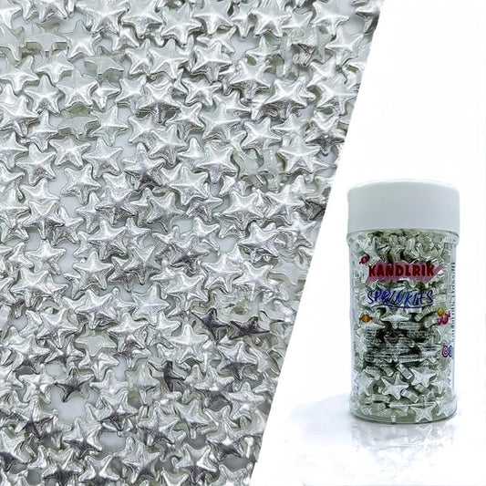 10mm Sliver Stars Sprinkles Edible Stars Cake Decorating Stars Cake Decorations Cupcake Toppers Cookie Decorating Perfect for Cakes,Cupcakes,Desserts Toppings 3OZ