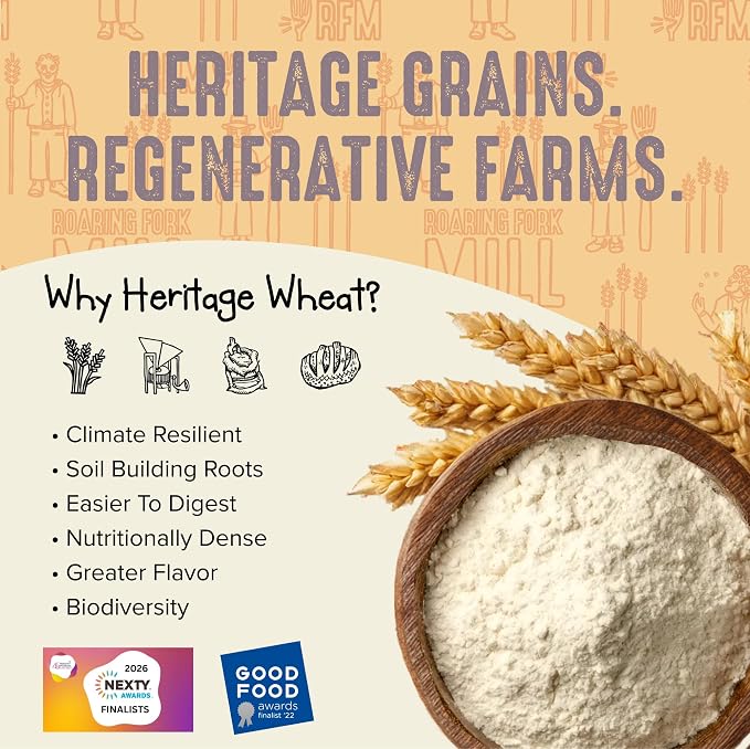 Stone-Milled Rye 00 Flour – USDA Organic & Regenerative Organic Certified Ancient Grain Wheat – Mild Nutty Flavor, Excellent Extensibility for Bread, Pastries & Baking