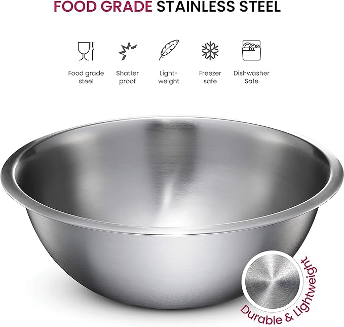 FineDine Stainless Steel Mixing Bowls Set, Dishwasher Safe, 6 Piece Metal Mixing Bowls For Kitchen, Nesting, Large, Small, Big Food Prep, Cooking, Baking