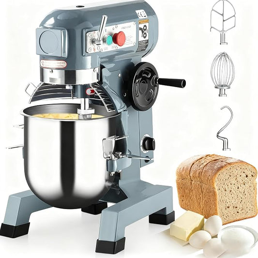 Commercial Food Mixer 15Qt, Heavy Duty Commercial Stand Mixer with 3 Speeds Adjustable, 660W Electric Dough Mixer with Stainless Steel Bowl, Dough Mixer Timing Function for Bakeries Pizzerias