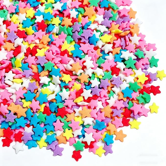 Sentovac Rainbow Star Sprinkles Edible Colorful Confetti Star for Cake Decorating Candy Cake Cupcake Cookie Baking Donuts Ice Cream Decorations Birthday Party Christmas Holiday Supplies