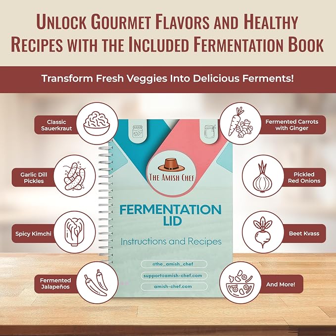 Basic Fermentation Kit for Wide Mouth Mason Jars - 6 Pack Silicone Fermenting Lids, Waterless Airlock Fermentation Tops for Pickles, Kimchi, Fermented Probiotic Food - Weights NOT Included