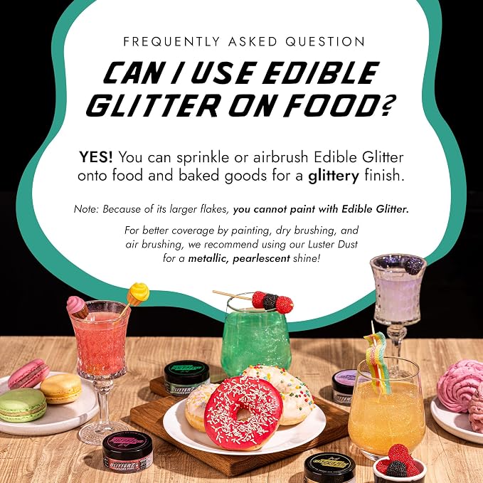 MONÉGASQUE Mint Green Edible Glitter for Drinks 10g – Edible Glitter for Cakes & Cocktails – Green Food Coloring Spray for Cake Decorations – Cocktail Drink Shimmer Powder – Cake Sprinkles
