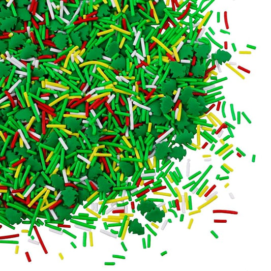 Christmas Sprinkles Edible 8 Oz Christmas Tree Sprinkle Holiday Cake Sprinkles Red Green White Jimmies Sprinkle Edible Winter Holiday Jimmies Mix for Cake Baking Cookie Ice Cream Decorations