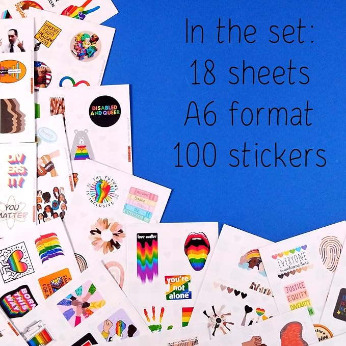 100Pcs Diversity & Inclusion Stickers for Water Bottle and Laptop - Social Awareness Party Supplies & Decorations, Waterproof Vinyl Unity Decals, Diversity Stickers Laptop, Gifts for Women & Men