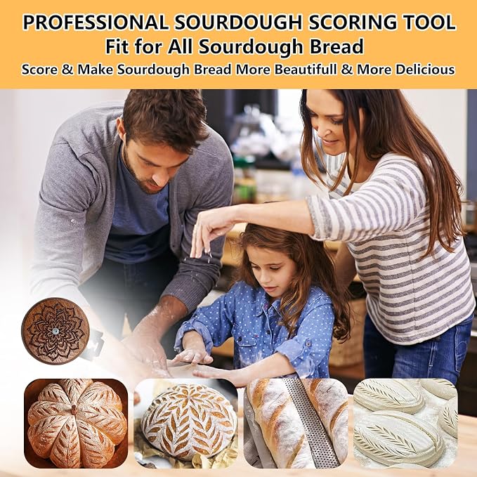 Upgraded UFO Bread Lame Cutter for Homemade Sourdough, Bread Scorer Tool for Sourdough with 5 Blades, Slashing Tool Bread Cutting Knife for Artisan Bread and Baguette Makers