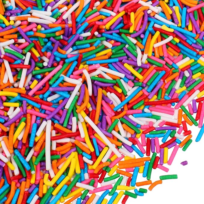 Rainbow Jimmies Sprinkles, Rainbow Sprinkles for Cake Decorating, Edible Sprinkle Mix for Baking, Ice Cream Toppings, Cupcakes, Cookies, Donuts