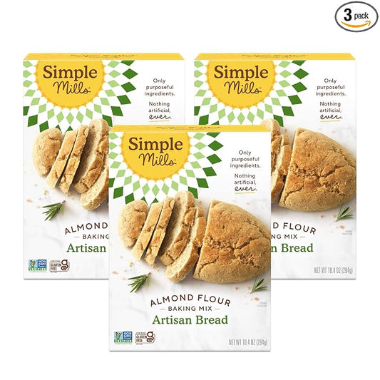 Simple Mills Almond Flour Baking Mix, Gluten Free Artisan Bread Mix, Made with whole foods, 3 Count (Packaging May Vary)
