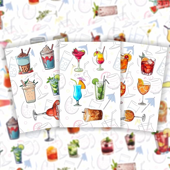 100Pcs Cocktail Stickers for Water Bottle and Laptop - Cocktail Party Supplies & Decorations, Waterproof Vinyl Decals, Drink and Fun Stickers, Gifts for Women & Men
