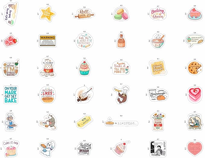 100Pcs Baking Stickers, Bakery Stickers for Water Battles — Baking Gifts for Bakers — Bakery Party Supplies - Gift for Women & Men