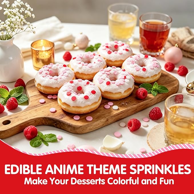 Edible Pink White Round Confetti Sprinkles 130g/4.58oz,Flat Sugar Sprinkles for Home Baking Cupcake Cookie Ice Cream Decorating,Resealable Bag,Ideal for Girl Birthday,Baby Girl Shower,Easter,Family DIY Baking Party Dessert Topping