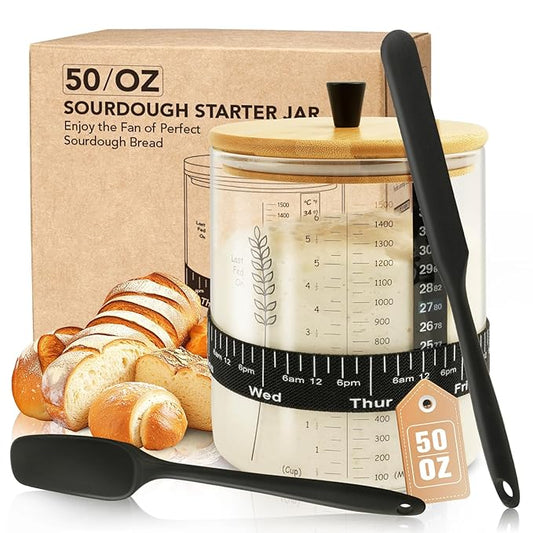 50oz Sourdough Starter Jar Kit, Wide Mouth Sourdough Container, Extra-Large Capacity Sourdough Jar for Sour Dough Bread, Sourdough Starter Kit(1Pack)