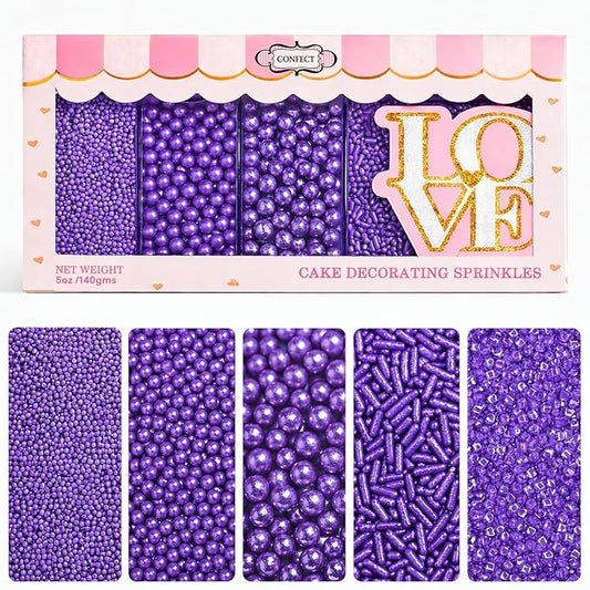 Confect Sprinkles for Cakes & Cupcakes – Fall Bash Purple Sprinkles – Edible Cake Topping for Cupcakes, Cookies, Desserts – Celebration Baking Decoration – Vegan, Gluten-Free, Nut-Free, Soy-Free, Dairy-Free , Handcrafted Sprinkle – 5 Oz