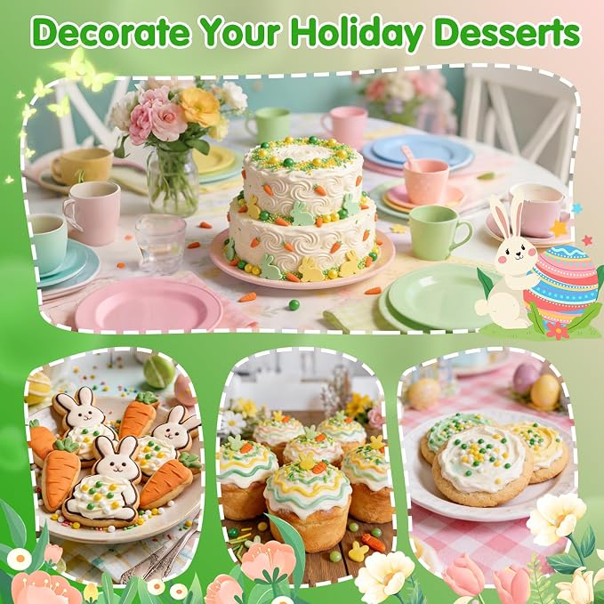 Edible Yellow Green Sprinkles for Cake Decorating,130g,Rabbit Sprinkle,Orange Carrot Pearls and Jimmies,Bunny Candy Baking Decorations,Cupcake Toppers,Cookie Donuts Ice Cream Dessert,Birthday Children's Anime Farm Garden Summer Party Supplies