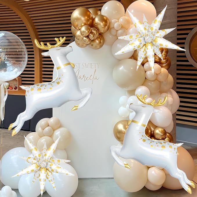 3Pcs Platinum Polka Dot Explosion Pointed Star Foil Balloons32-inch/Elegant White & Silver Metallic Decoration forChristmas, New Year, Birthday, Wedding, Celebration Party(3 PCS Platinum Polka Dots)