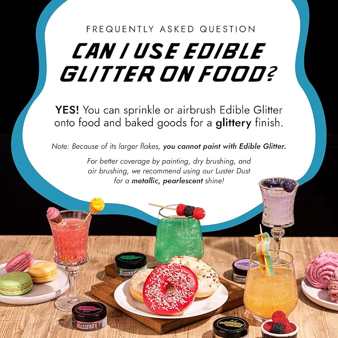 MONÉGASQUE Skyline Blue Edible Glitter for Drinks 10g – Blue Edible Glitter for Cakes & Cupcakes - Champagne & Cocktail Drink Flakes - 4th of July Food Decorating Sprinkles & Cake Decorations Spray