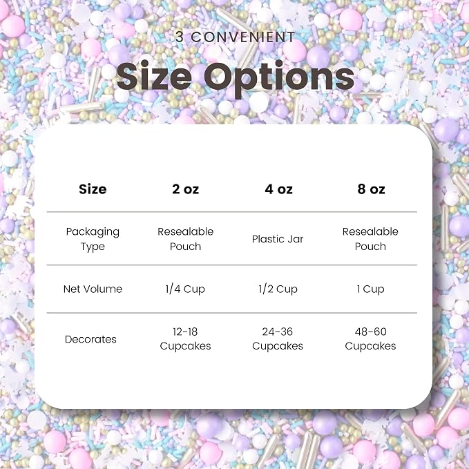 Sprinkle Pop Unicorn Sprinkle Mix| Pastel Pink Purple Blue White Sprinkles with ~10 Unicorn Wafer Paper and Gold Dragees Made in USA for Decorating Princess Birthday Cakes Cupcakes Donuts Cookies, 2oz