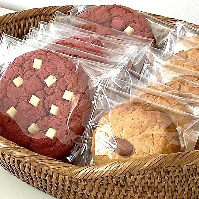 Morepack Cookie Bags for Gift Giving, 6x6 Inches 200Pieces Clear Self Sealing Resealable Cellophane Bags