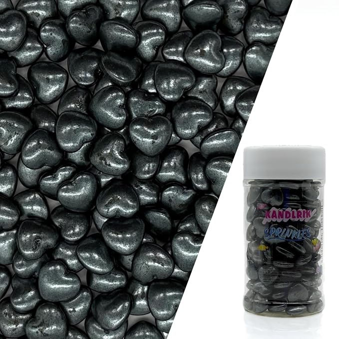 Black Heart Sprinkles Edible Heart Cake Decorating Cake Decorations Cupcake Toppers Cookie Decorating Perfect for Cakes, Cupcakes, Desserts Toppings 3OZ