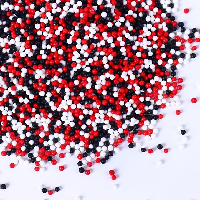 Edible Red and Black White Sprinkles, Nonpareil Sprinkles for Cake Decorating, Edible 2 mm Nonpareil for Cupcakes, Cookies, Ice Cream, and Candy(120g/4.23oz)