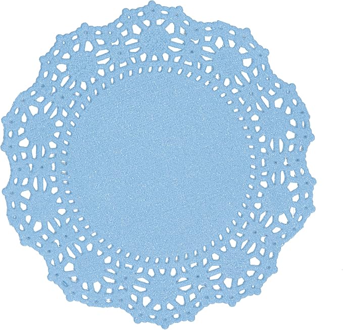 Pastry Tek 4 x 4 Inch Paper Lace Doilies, 4000 Disposable Table Doilies - Elegant Lace Finish, Long Lasting, SkyBlue Paper Doily, for Pastries, Cupcakes, Desserts - Restaurantware