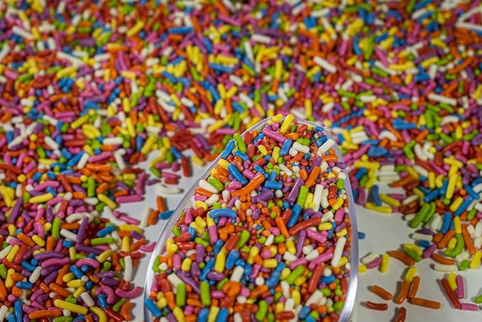 100% NATURAL RAINBOW SPRINKLES - NATURAL COLOR, DAIRY FREE, NUT FREE, GLUTEN FREE, SOY FREE, VEGAN, EGG FREE AND KOSHER,1.5 LBS. CUPCAKE AND CAKE TOPPER,BULK CANDY, RESEALABLE CONTAINER,COLORFUL
