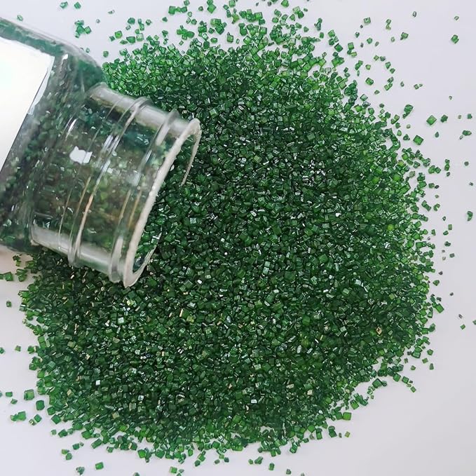 HeDeon&Rles Edible Green Sanding Sugar Crystals for Baking 120g/4.23oz Sparkling Sugar Crystals Cake Cupcake Pancake Ice Cream Top Spring Birthday Wedding Easter Halloween ChristmasCake Decoration