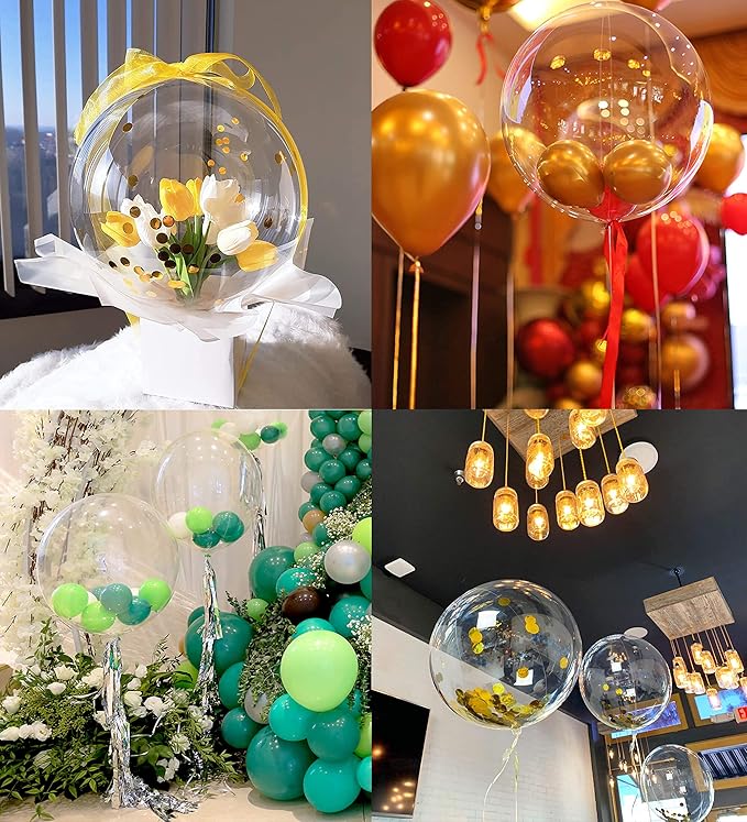 20 Inch Bobo Balloons Bubble Balloons, 20 Pcs Clear Bobo Balloon, Large Transparent Bubble Balloon for Christmas Wedding Birthday Party Decoration
