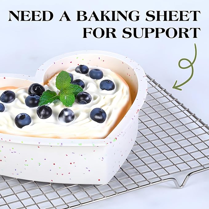 6 Inch Silicone Heart Shaped Cake Pans Set of 3, Small Nonstick Heart Molds for Baking, Food Grade Easy Release Heart Pan for Oven Air Fryer Freezer (Cream)