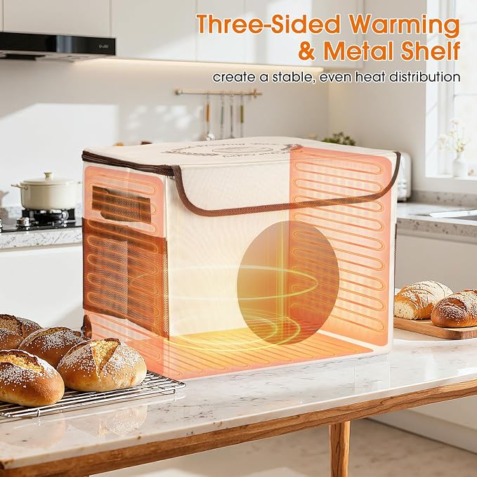 Foldable Proofing Box for Sourdough Bread Baking,Bread Proofers with Temperature Timer Controller (86-113℉),Space-Saving Bread Proofing Box,Dough Proofer with Metal Rack,Warmer for Sourdough Starter