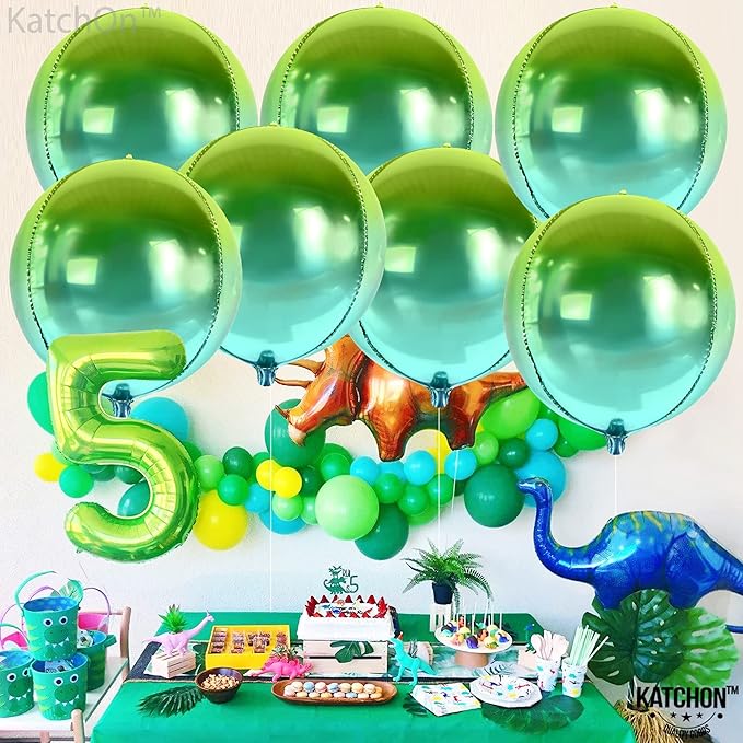 KatchOn, Big Gradient Green Mylar Balloons - 22 Inch, Pack of 6 | XtraLarge Metallic Green Balloons for St Patricks Day Decorations, Tropical Party Decorations, Ramadan Decorations, Birthday Décor