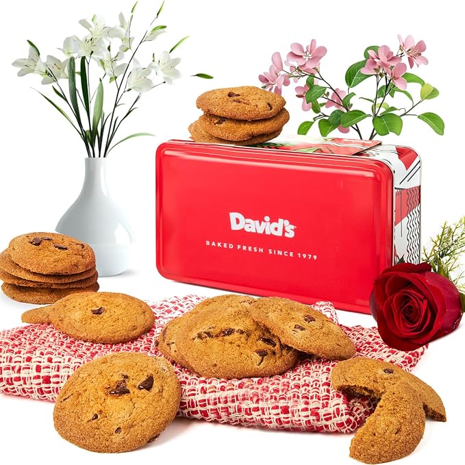 David's Cookies Freshly Baked Cookies Assortment - Delicious Handmade Soft Variety - Exquisite Gourmet Gift for Friends & Family on Special Occasions - Thin & Crispy Cookies in Mini Sweet Sampler Tin