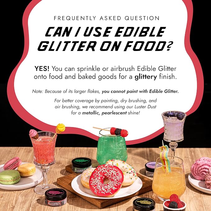 MONÉGASQUE Cherry Red Edible Glitter for Drinks 10g – Red Edible Glitter for Cakes & Cupcakes - Champagne & Cocktail Drink Shimmer - 4th of July Food Decorating Sprinkles & Cake Decorations Spray