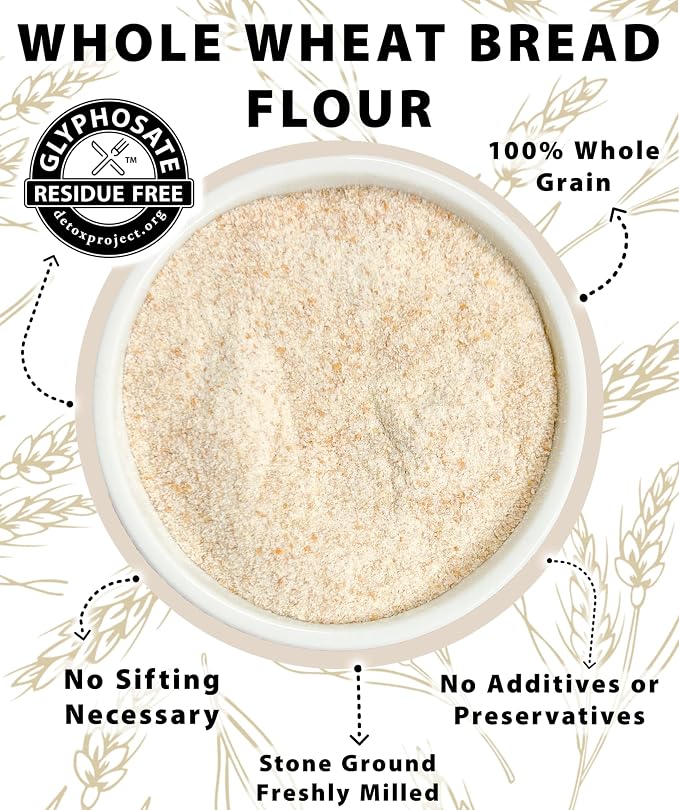 Palouse Brand Certified Glyphosate Residue Free Whole Wheat Bread Flour | 6 LBS (2-3 lb bags) | Small Batch Stone Ground | Non-GMO | 100% Non-Irradiated | Kosher |