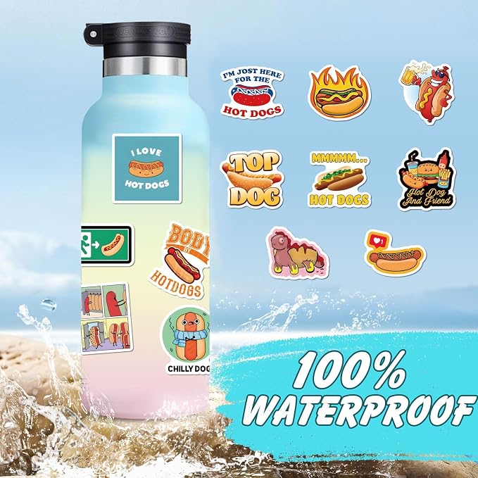 67Pcs Hot Dog Stickers,Delicious Food Party Favors Decorations,Vinyl Hot Dog Decals for Laptop Scrapbook Journal Skateboard GOG Party Favors (67pcs)